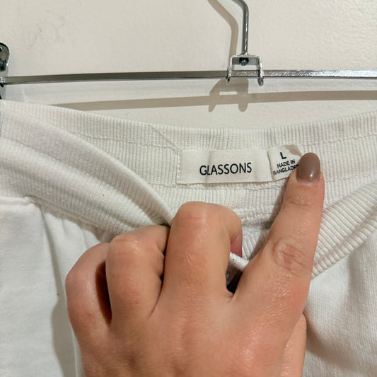 Glassons White Drawstring Sweat Shorts Size L