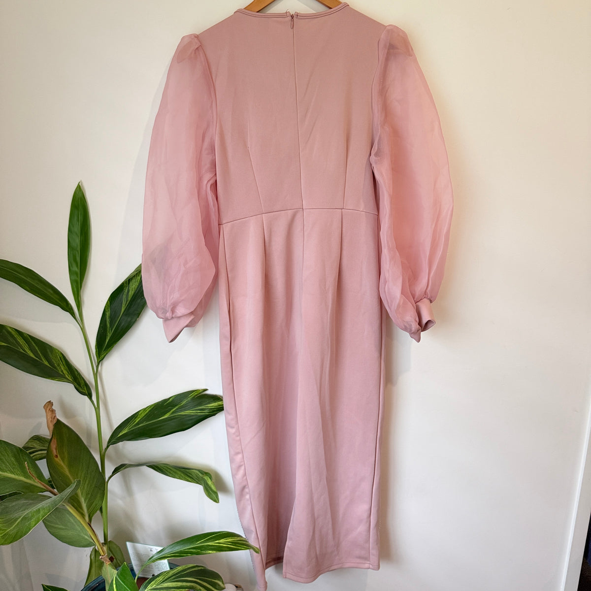 SHEIN Pink Sheer Sleeve Dress Size L