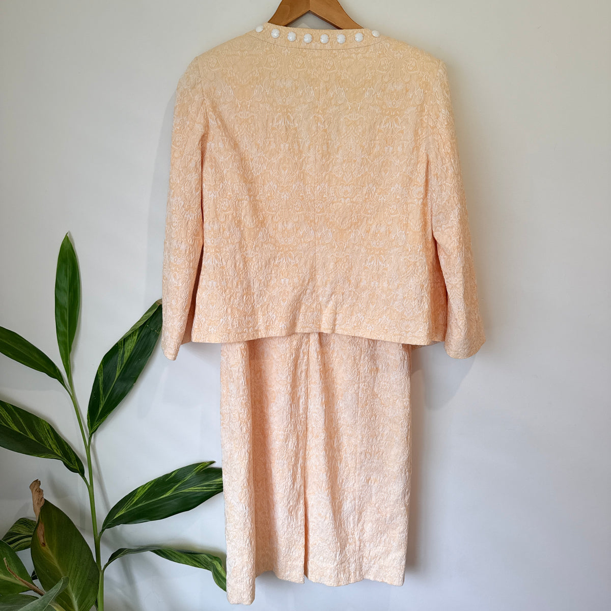 Together Peach Brocade Jacket and Trousers Set Size 40