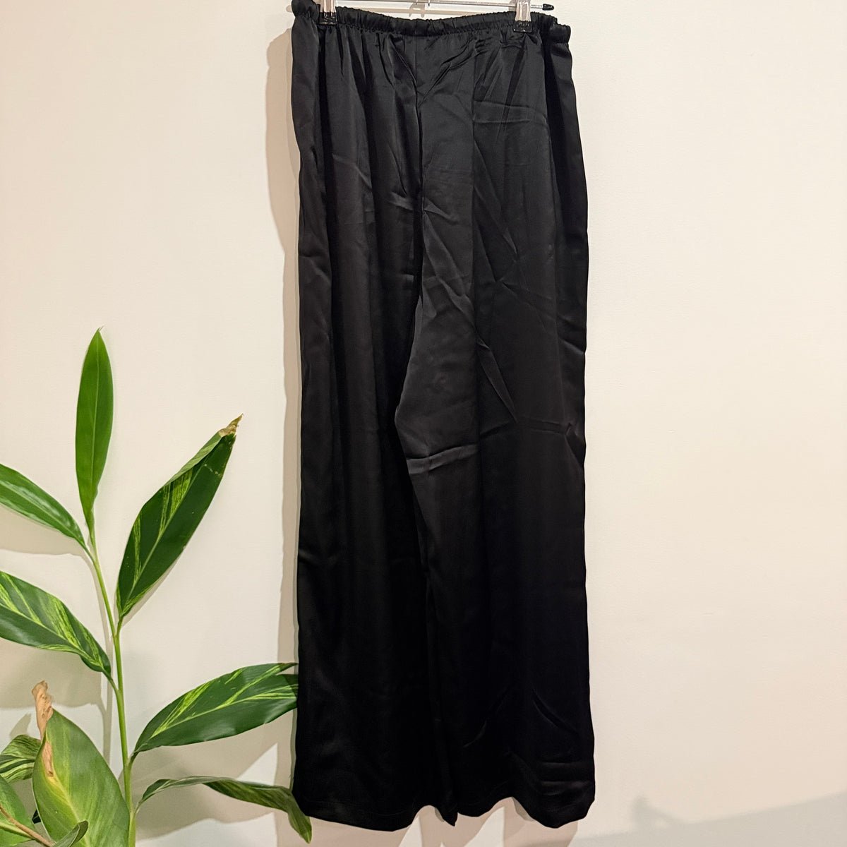 H&H Satin-Look Wide Leg Pants Black Size 12