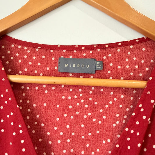 Mirrou Red Spot Wrap Dress Size 12