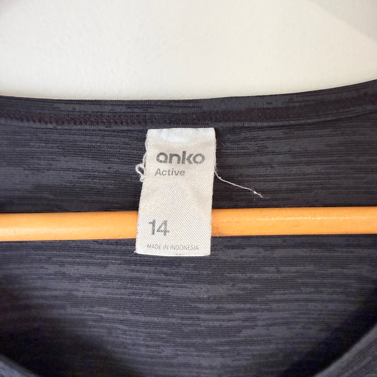 Anko Charcoal Marle Activewear Tee Size 14
