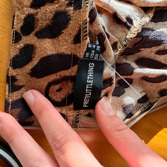 PrettyLittleThing Leopard Print Mini Dress Size 8