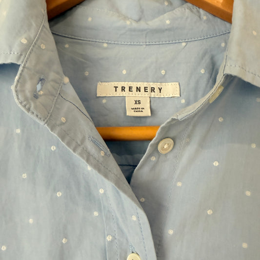Trenery Blue Dot Print Cotton Shirt Size XS