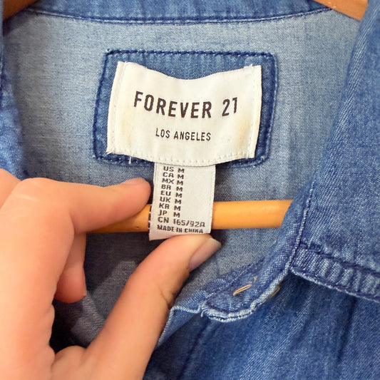 Forever 21 Blue Denim Shirt Size M
