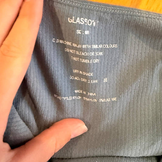 Glassons Slate Blue Ribbed Activewear Crop Top Size M