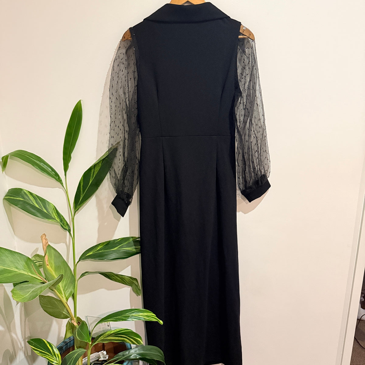 SHEIN Black Mesh Sleeve Maxi Dress Size XL