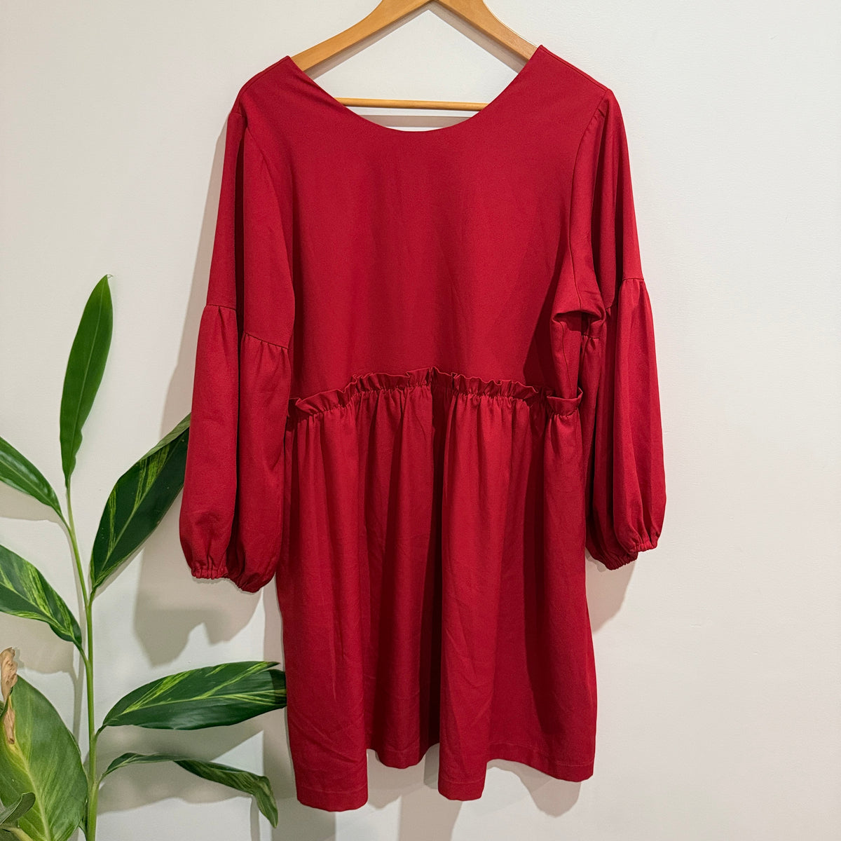Kilt Red Puff Sleeve Smock Dress Size 14