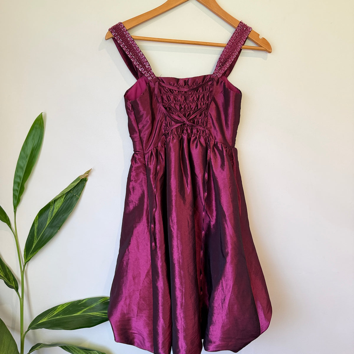 Lorenzo Romanza Magenta Beaded Strap Party Dress Size 36