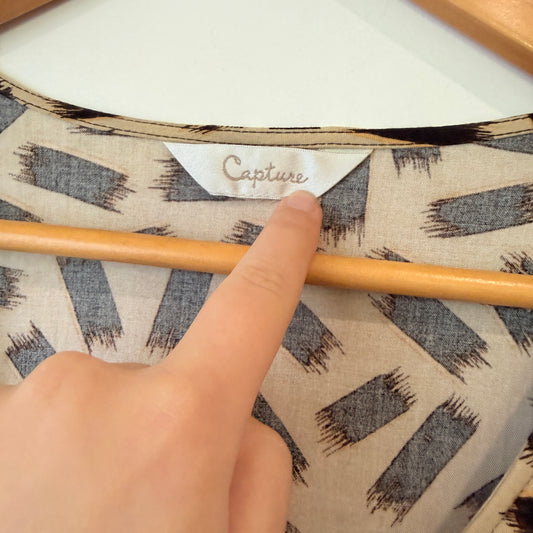 Capture Beige and Black Print Midi Dress - 54cm u/arm