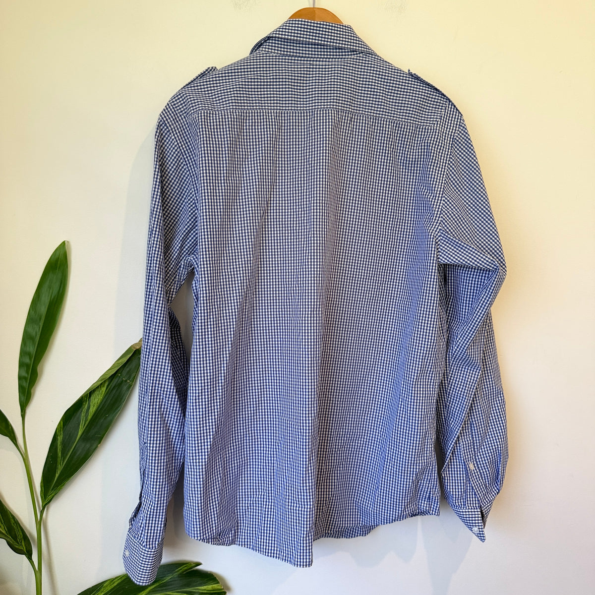 Ben Sherman Blue Gingham Check Long Sleeve Shirt Size 2XL