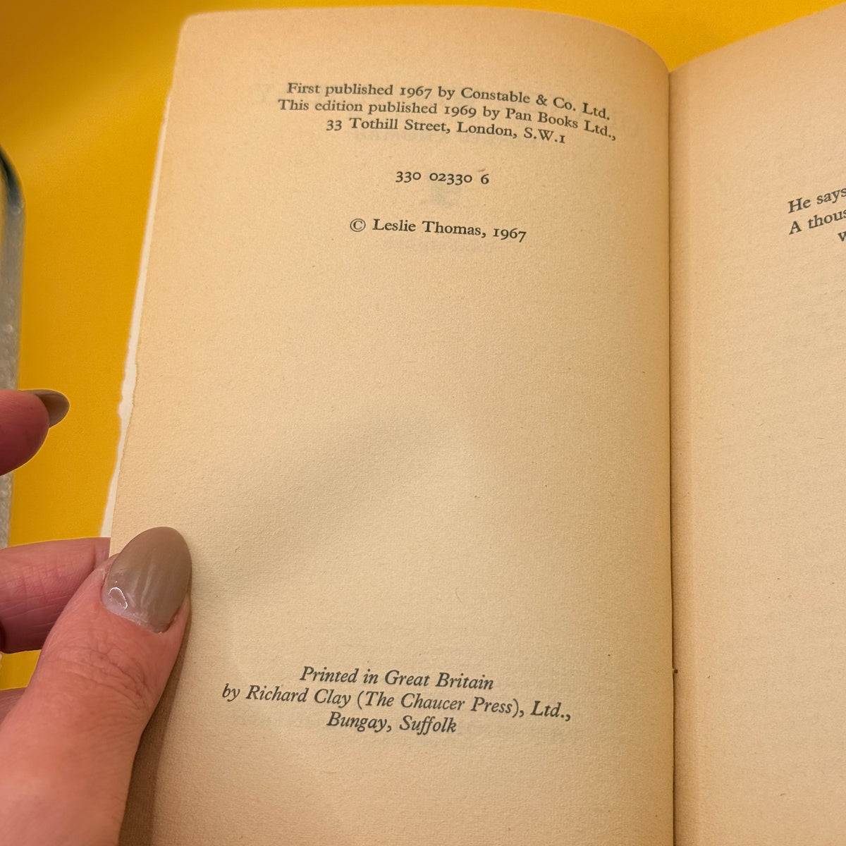Orange Wednesday by Leslie Thomas (1969)