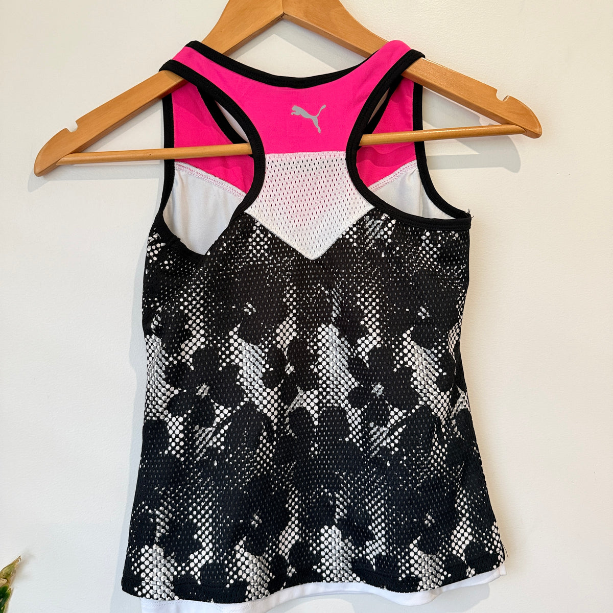 Puma Pink & Black Floral Racerback Sports Tank Girls Size S