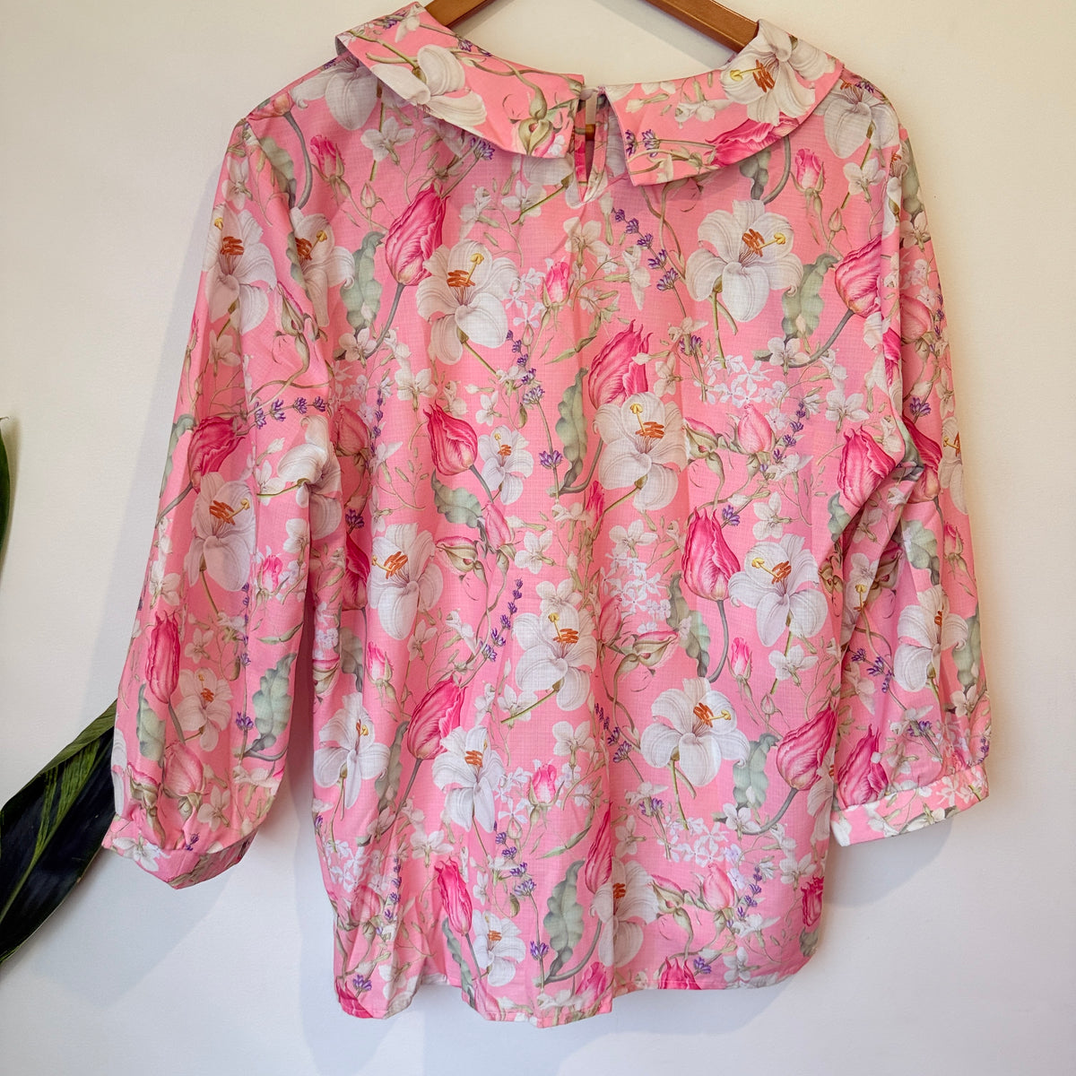 Pink Floral Peter Pan Collar Blouse 52cm u/arm