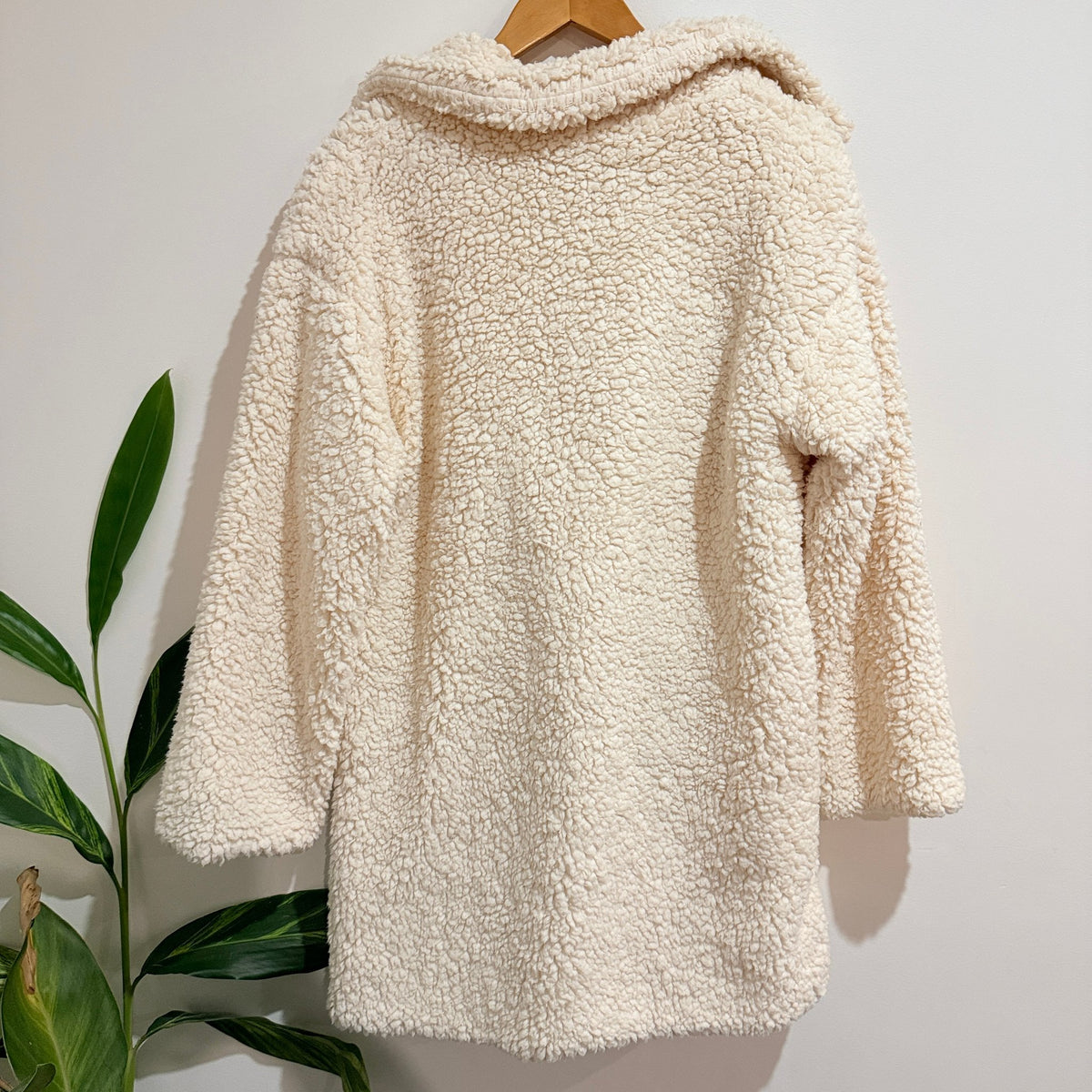 SHEIN Cream Teddy Fleece Double Breasted Coat - 55cm u/arm