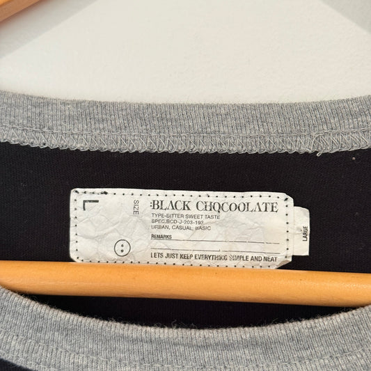 Black Chocolate Black College Print 3/4 Sleeve Ringer Tee | U/Arm to U/Arm 51cm