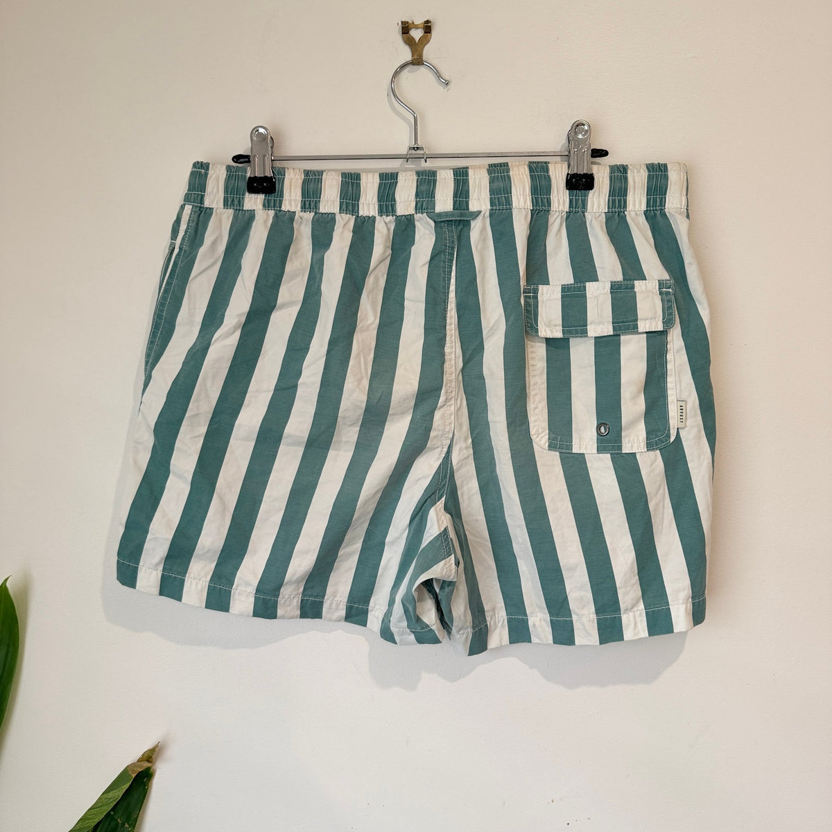 Arvust Green & White Striped Swim Shorts Size 34 (has marks)