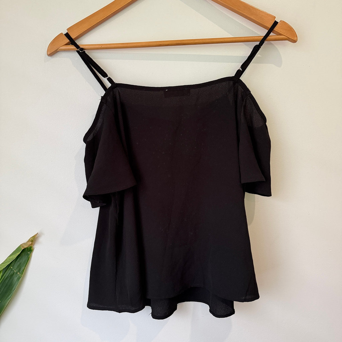 Rosette Black Lace Up Cold Shoulder Cami Top Size S