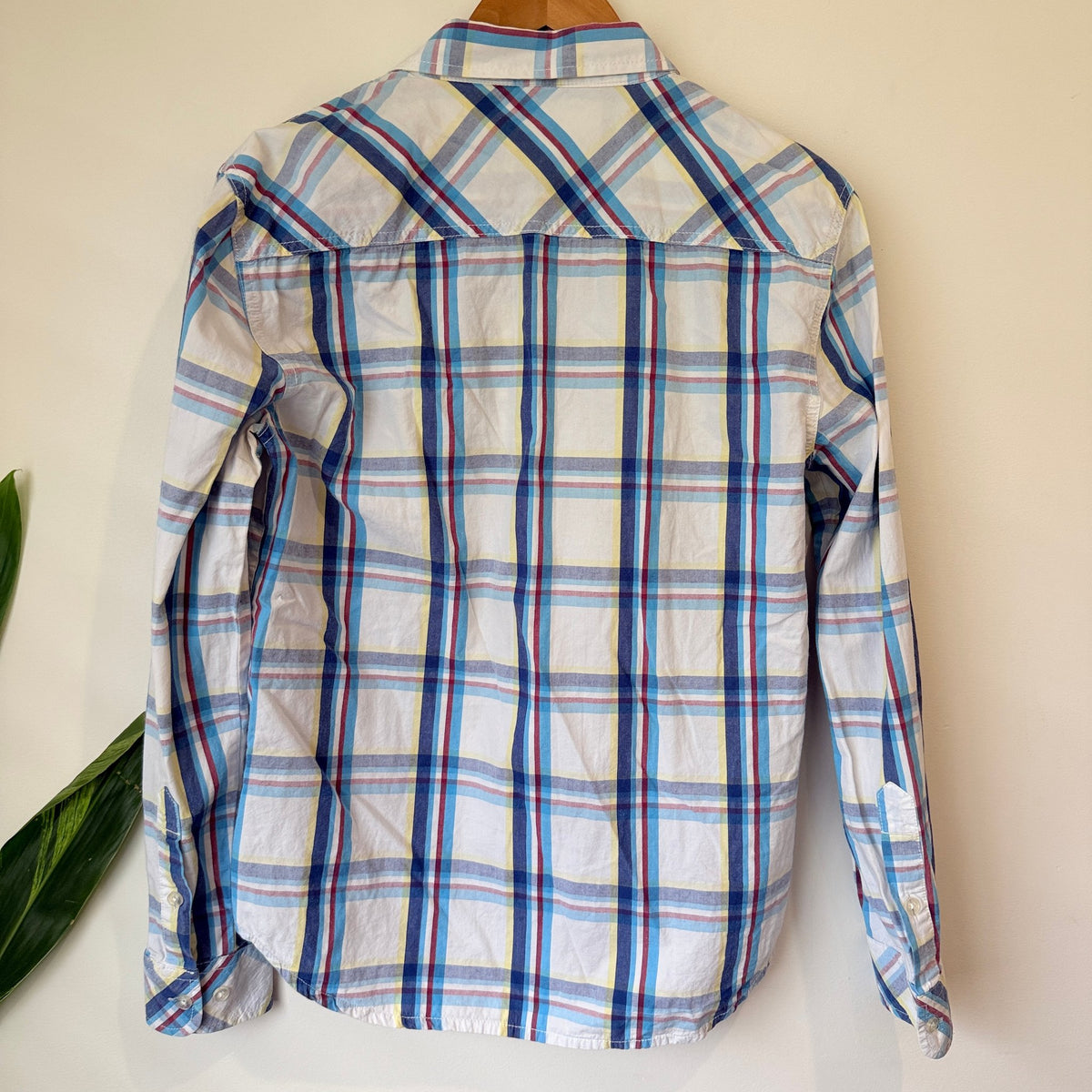 Hering Blue & White Check Long Sleeve Shirt Size S