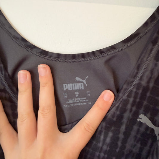 Puma Grey Tie Dye Print Sports Crop Top Size M