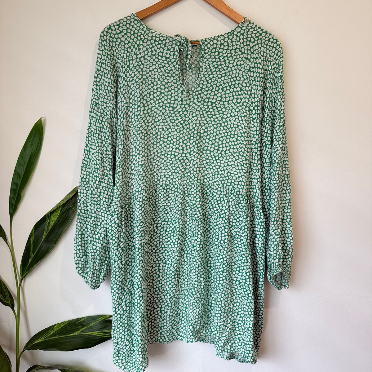 Daisy Street Green Daisy Print Smock Dress Size 14