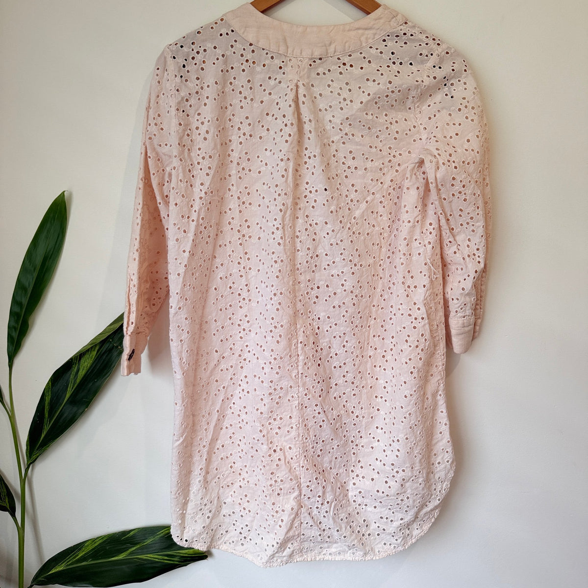Zara Pale Pink Broderie Anglaise Tunic Shirt Dress Size XS | U/Arm to U/Arm 50cm