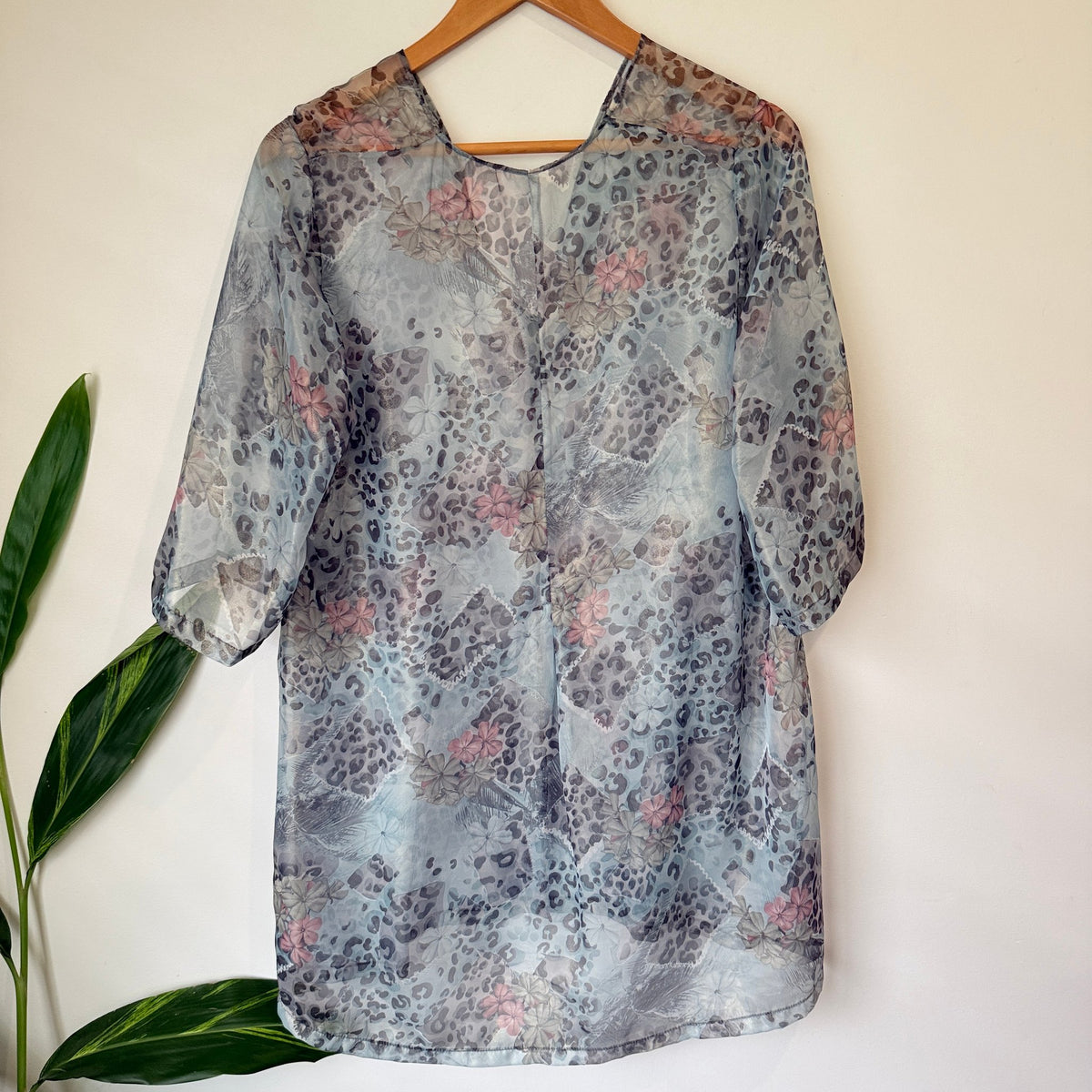 Animal Print Sheer Chiffon Top | U/Arm to U/Arm 57cm