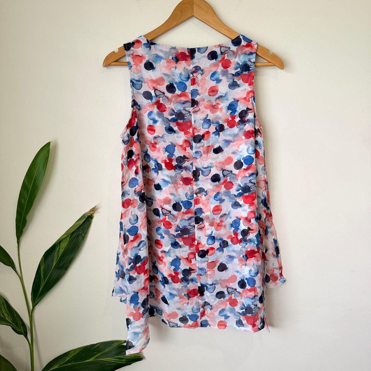 Zac & Rachel Watercolour Spot Print Sleeveless Top Size M