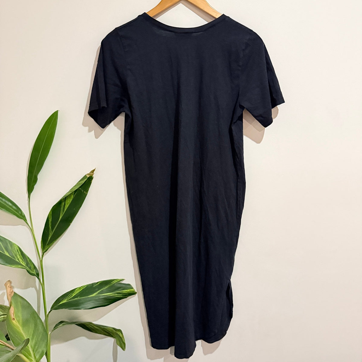 Blak Basics Black Cotton T-Shirt Midi Dress Size 10