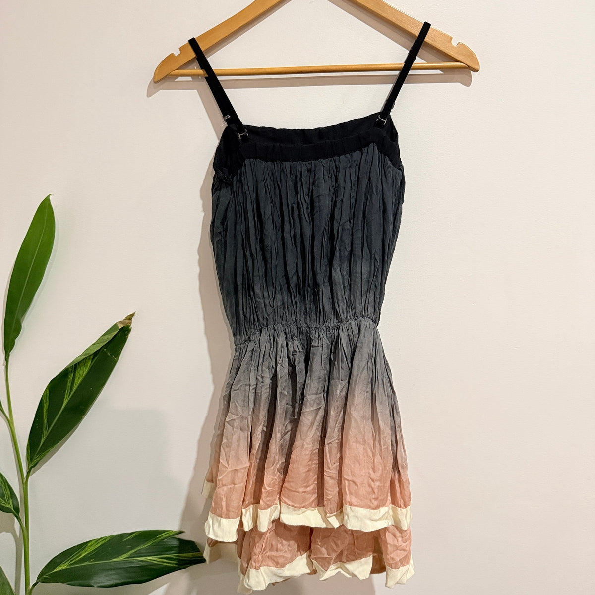 Kiss Miss Paris Ombre Silk Tiered Cami Mini Dress Size 38