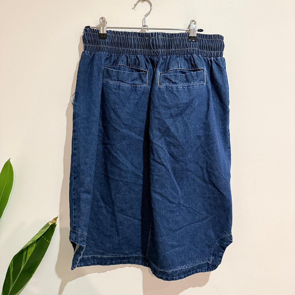 Betty Basics Mid Blue Denim Drawstring Skirt Size 10