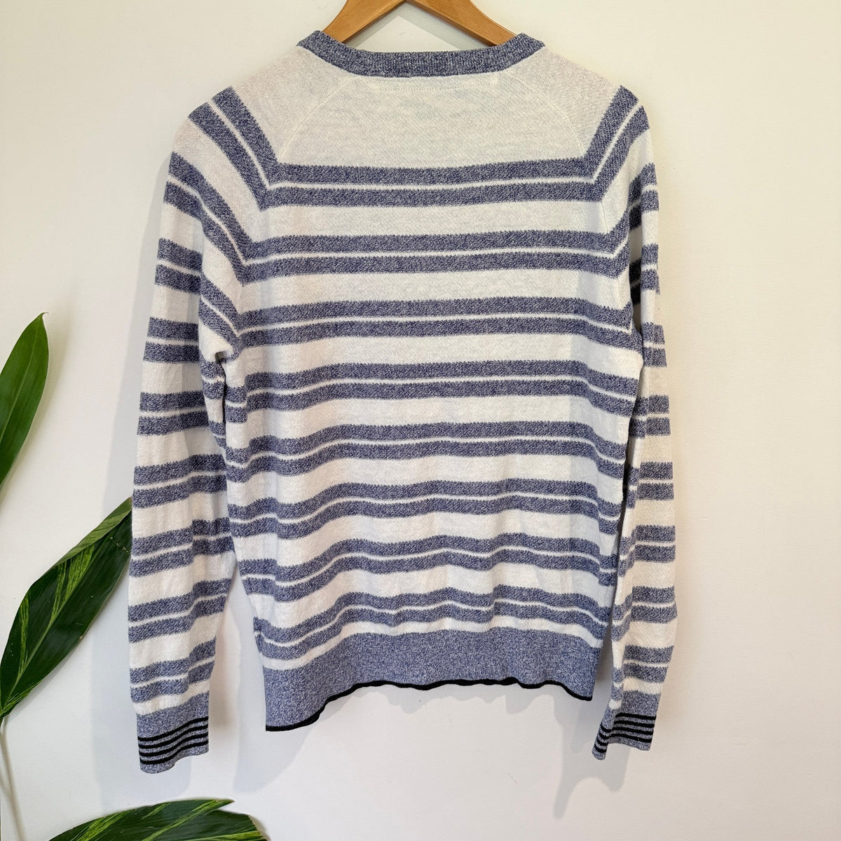 Scotch & Soda Blue & White Stripe Linen Blend Jumper Size L