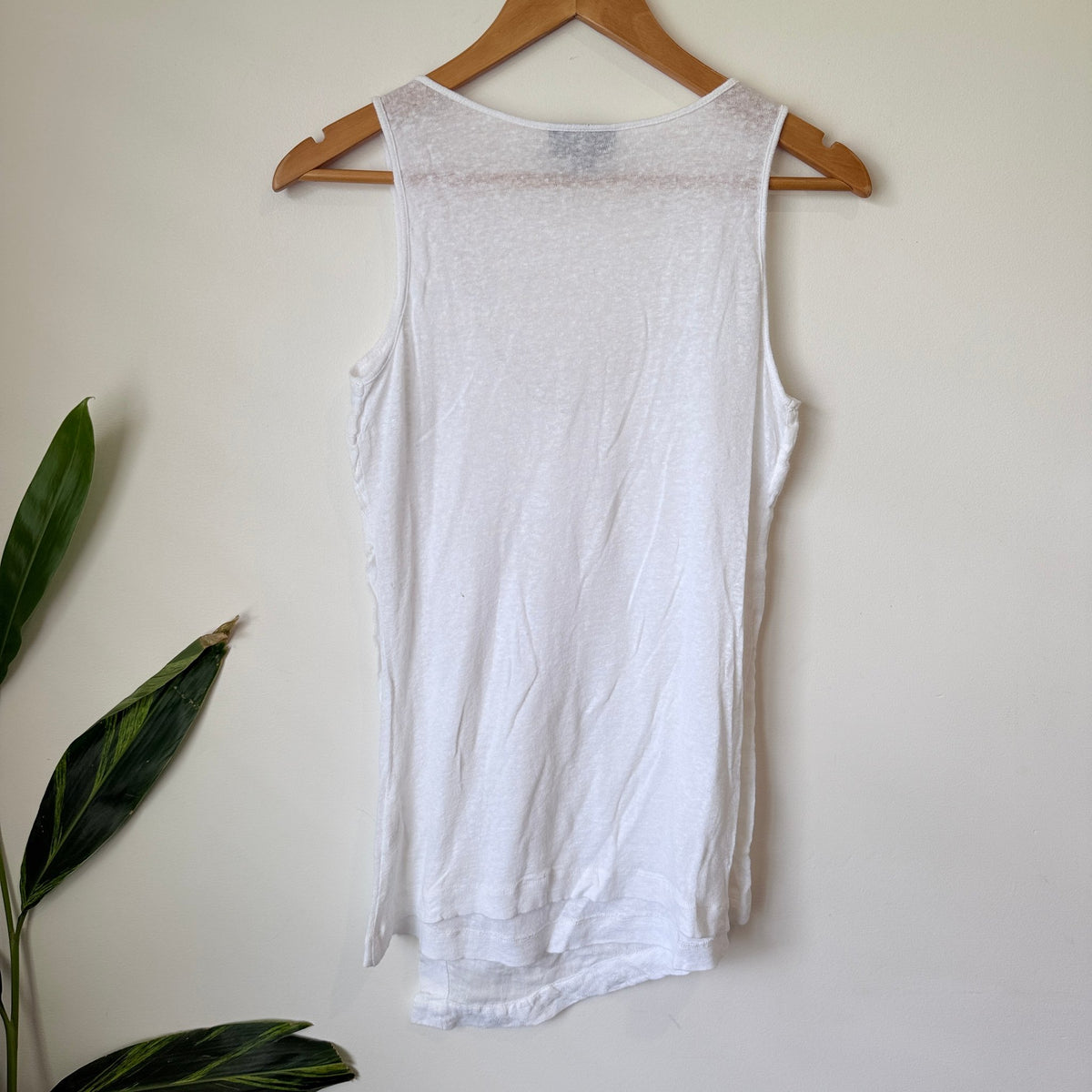 Gordon Smith White Linen Scoop Neck Tank Size 10