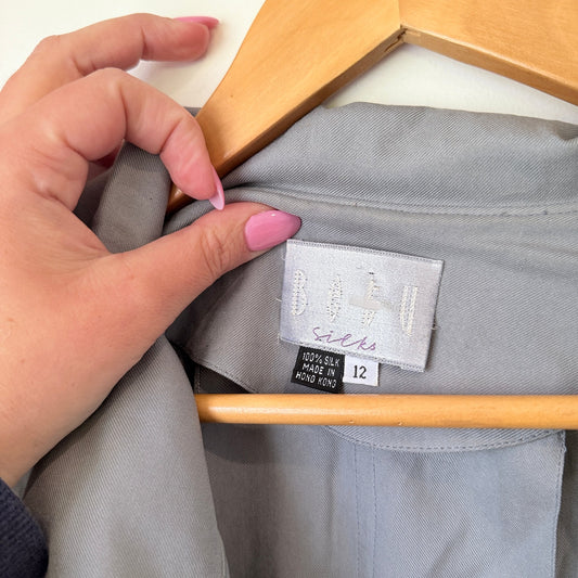 Bout Silks 100% Silk Cascade Front Longline Jacket Size 12
