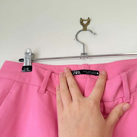 Zara Pink Cropped Tailored Pants Size 10