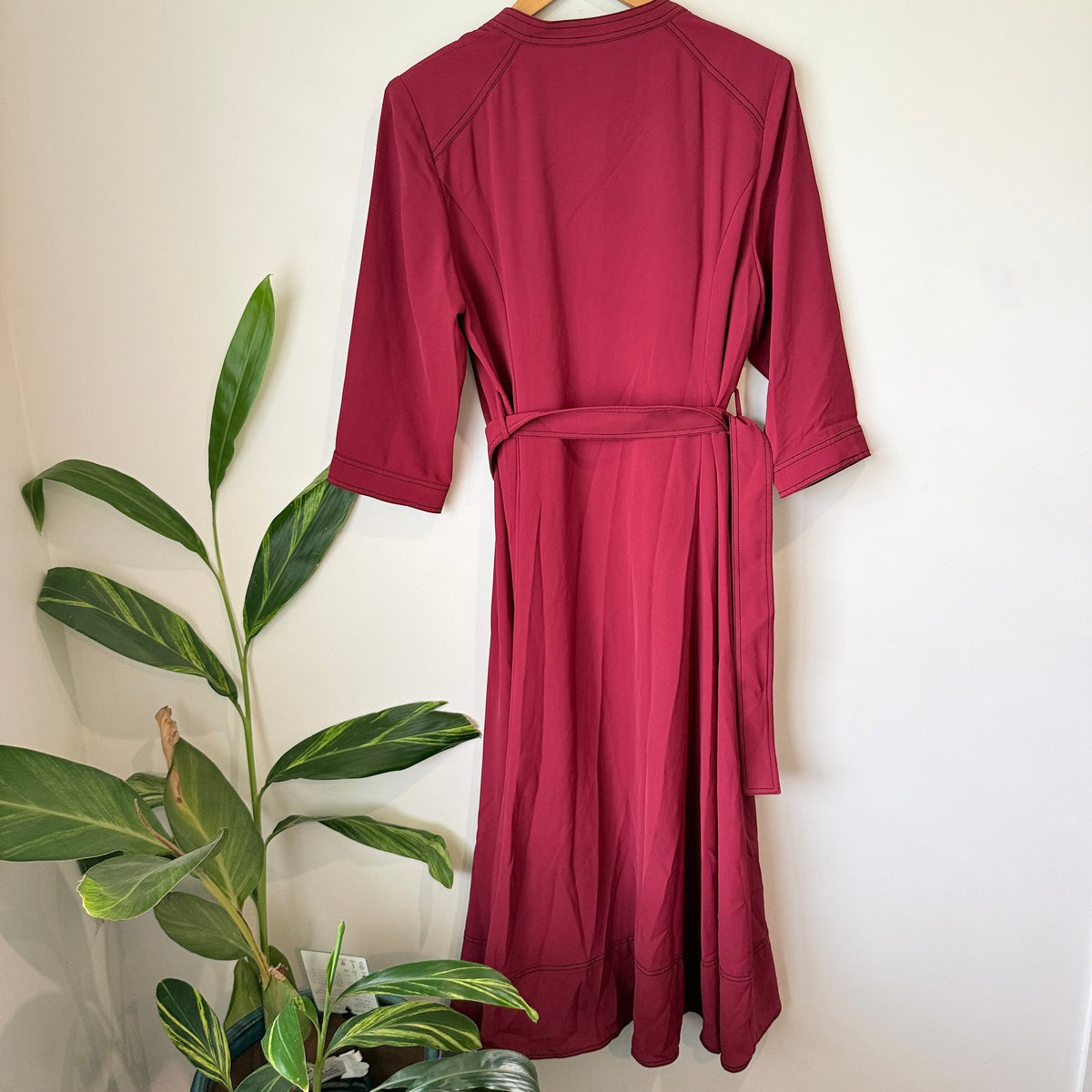 Raspberry Double Breasted Belted Midi Coat Dress | U/Arm to U/Arm 46cm