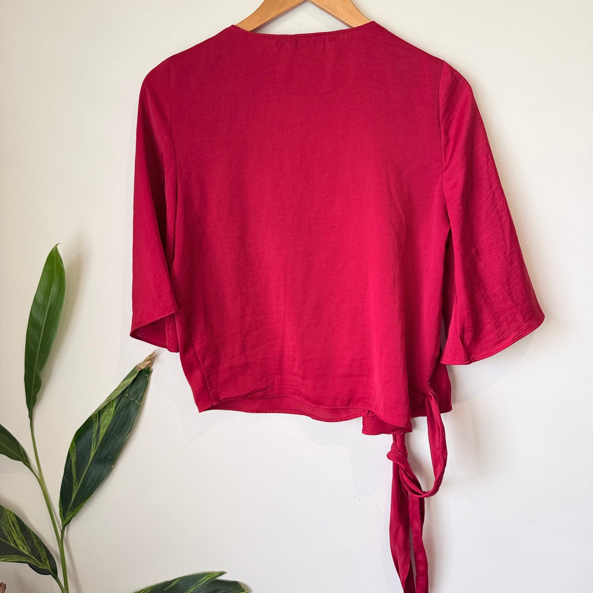 Glassons Red Satin Wrap Tie Top Size 10