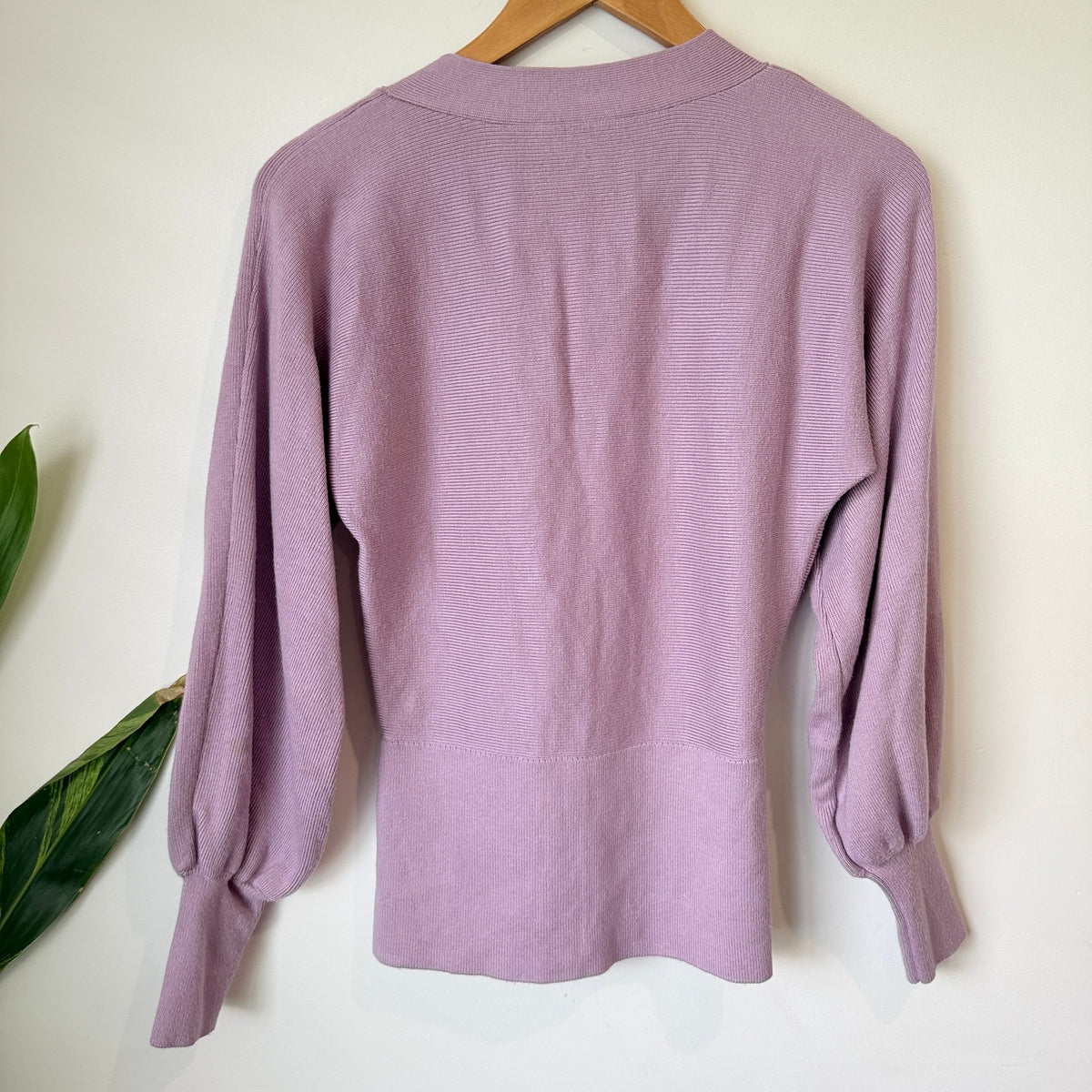 Country Road Lilac Rib Knit Balloon Sleeve Cardigan Size XS