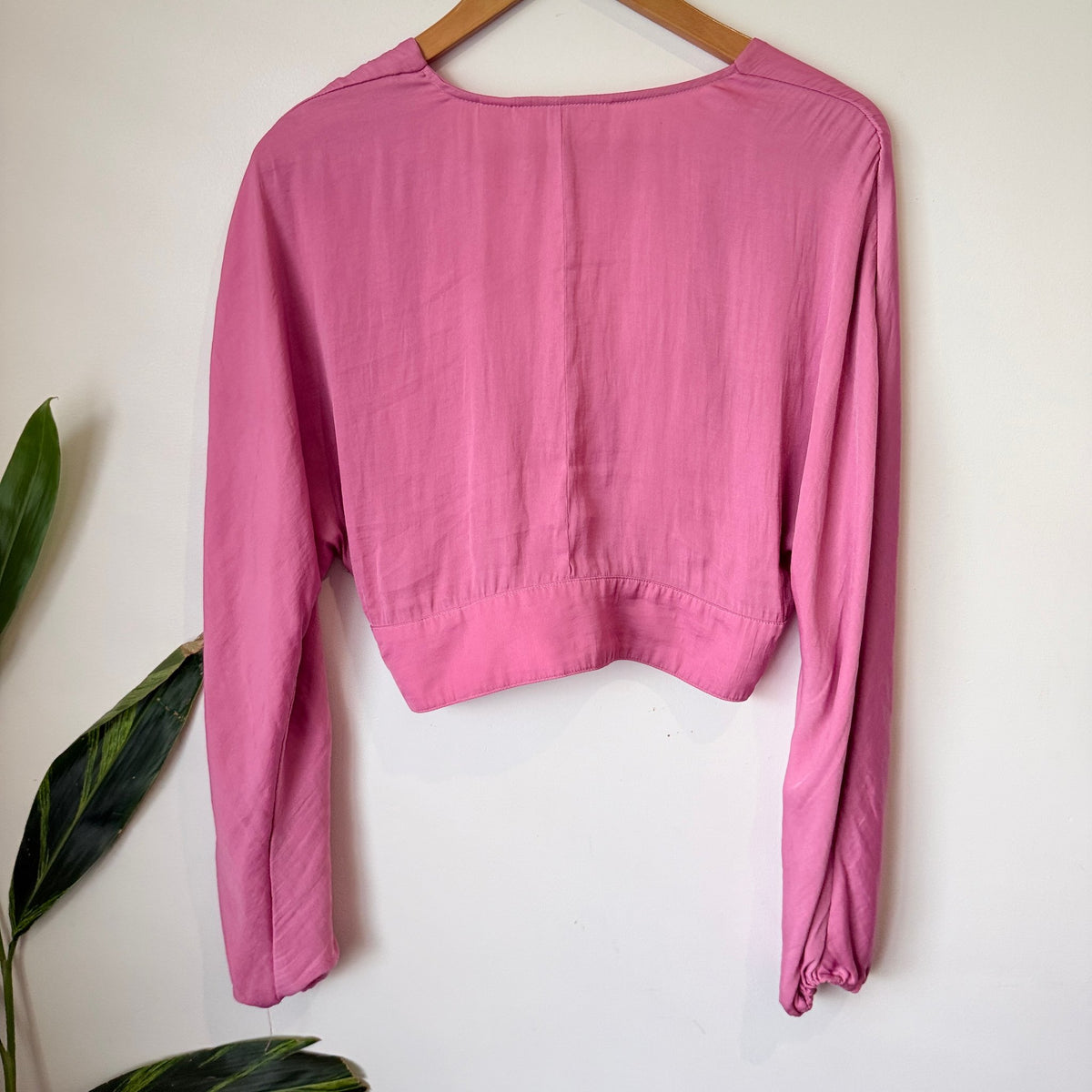Glassons Pink Button Front Crop Blouse Size 12