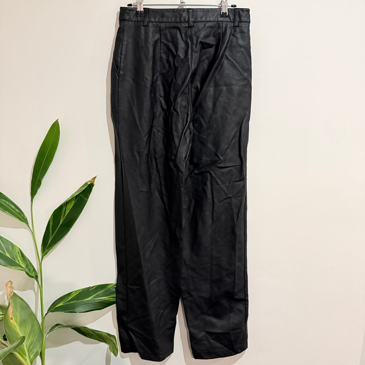 Glassons Black Faux Leather Straight Leg Pants Size 10