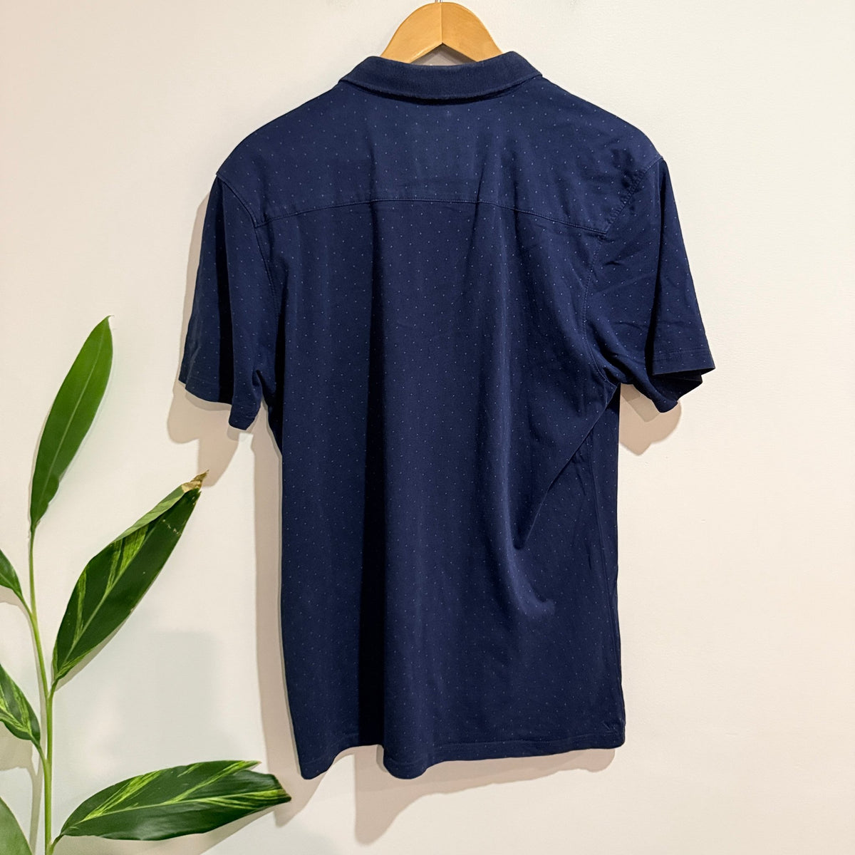 Barkers Navy Dot Print Polo Shirt Size L