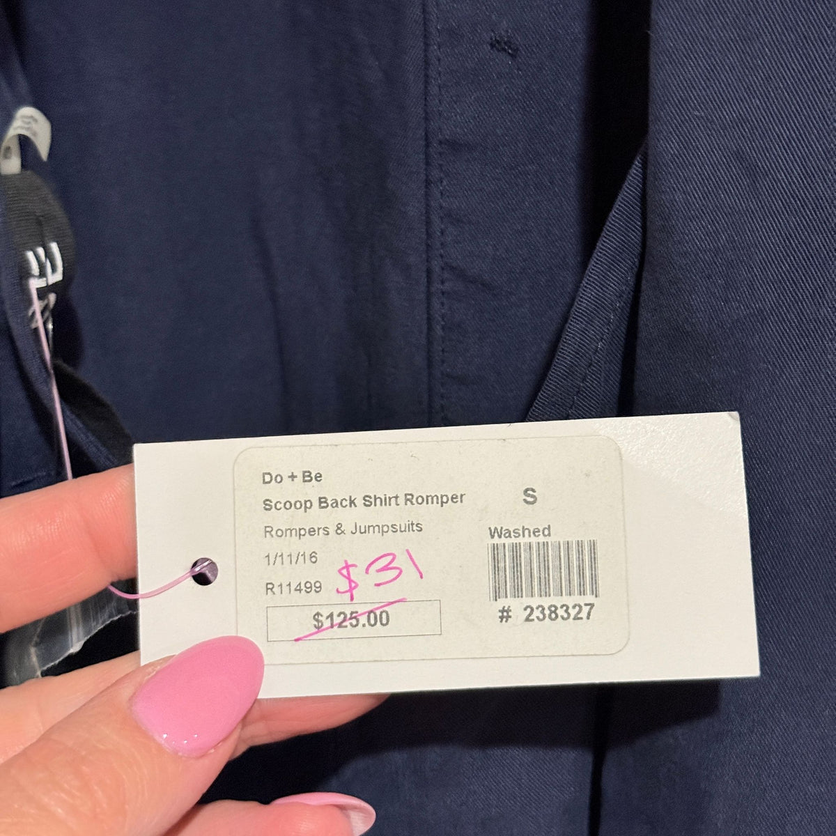 Do+Be Navy Shirt Romper - Size S