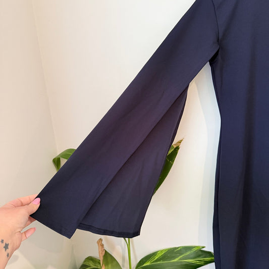 boohoo Navy Bell Sleeve Midi Dress - UK 12