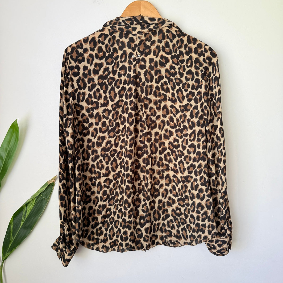 White House Black Market Leopard Print Silk Shirt Size 12