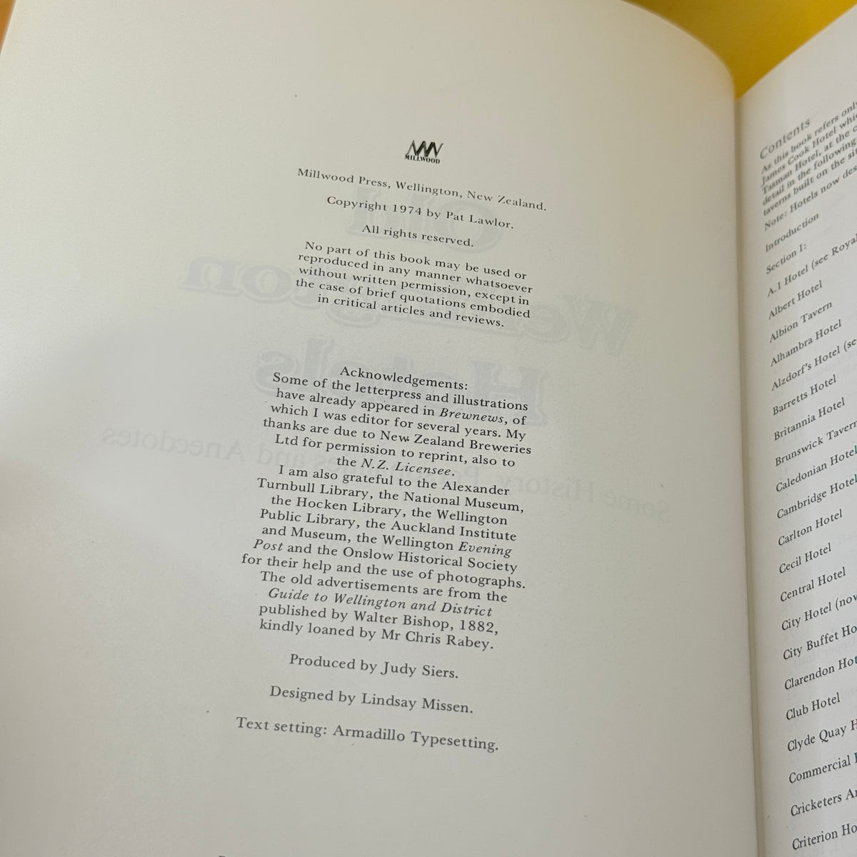 Old Wellington Hotels: Some History, Personalities and Anecdotes by Pat Lawlor (1974)