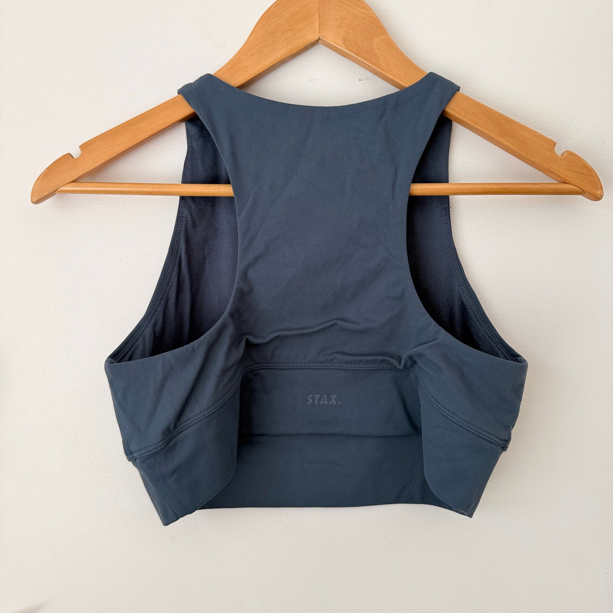 STAX Navy High Neck Crop Sports Top Size M