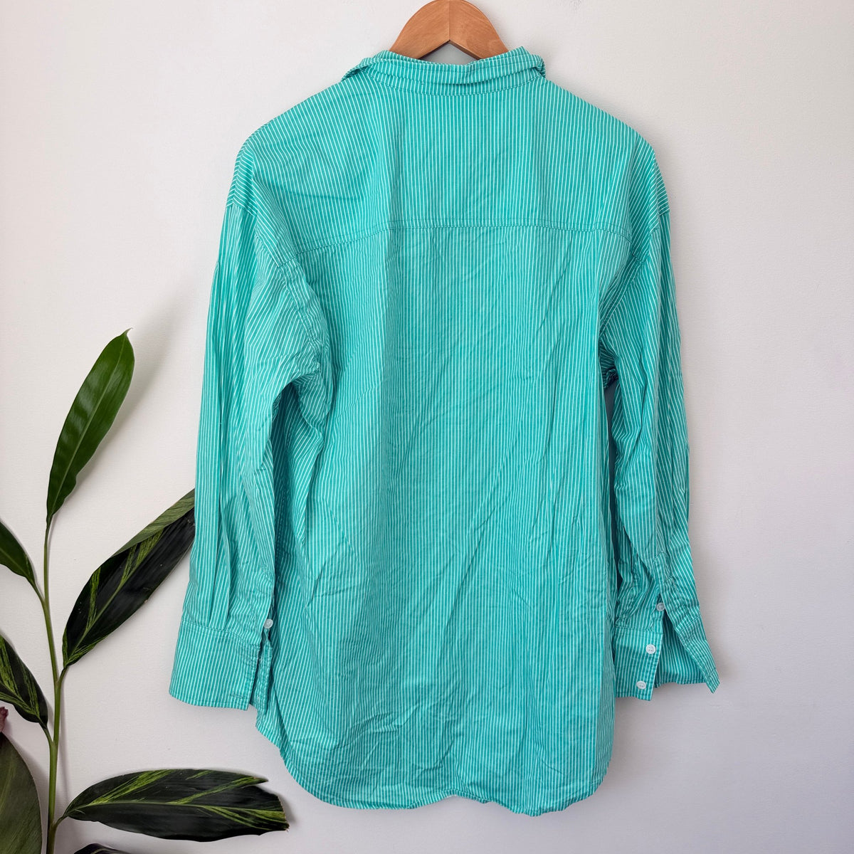 Superette Mint & White Stripe Linen Oversize Shirt Size M/L