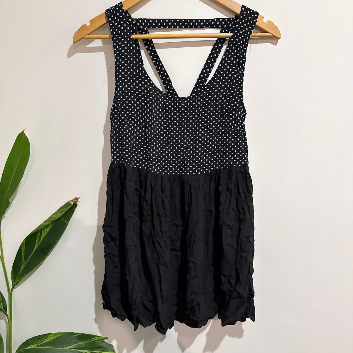 Jorge Black Polka Dot Racerback Babydoll Dress Size 10