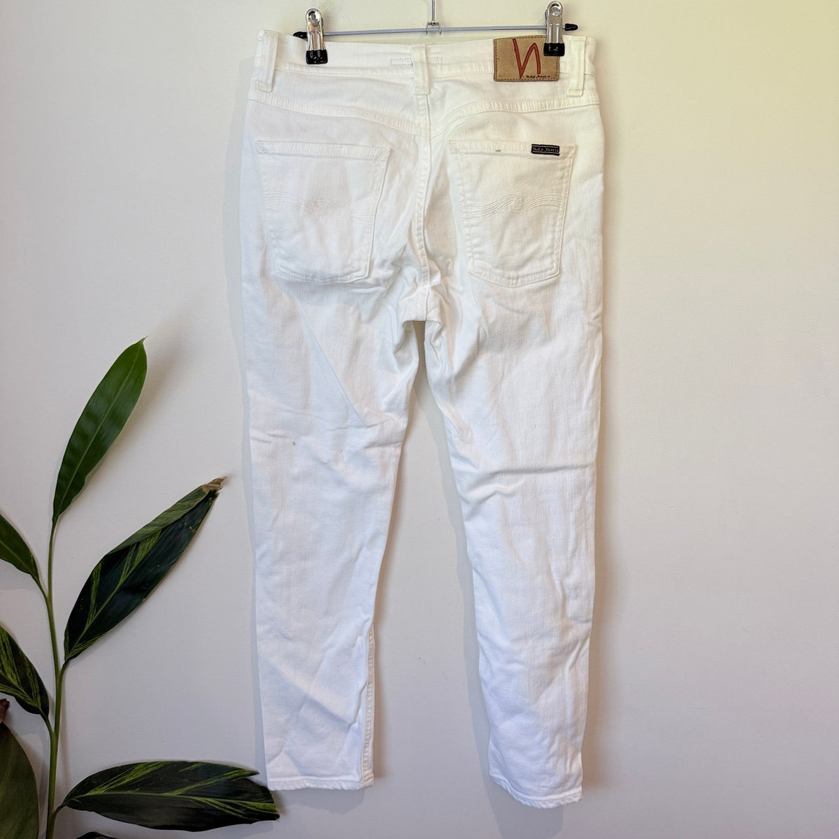 Nudie Jeans White Embroidered Patch Slim Jeans Size W26 L28