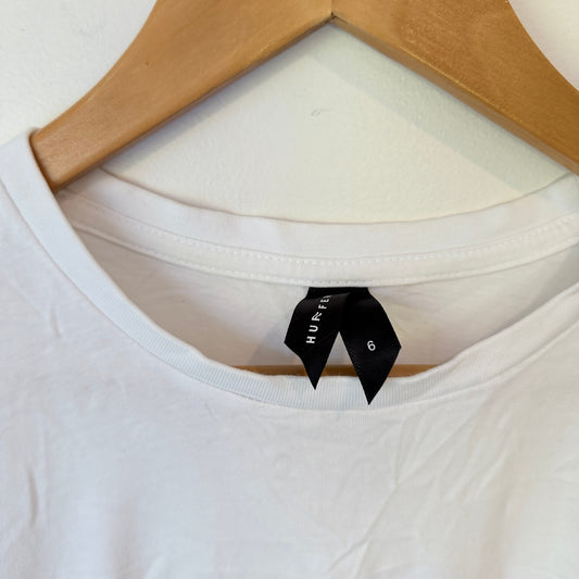 Huffer White Pink Box Logo Tee Size 6